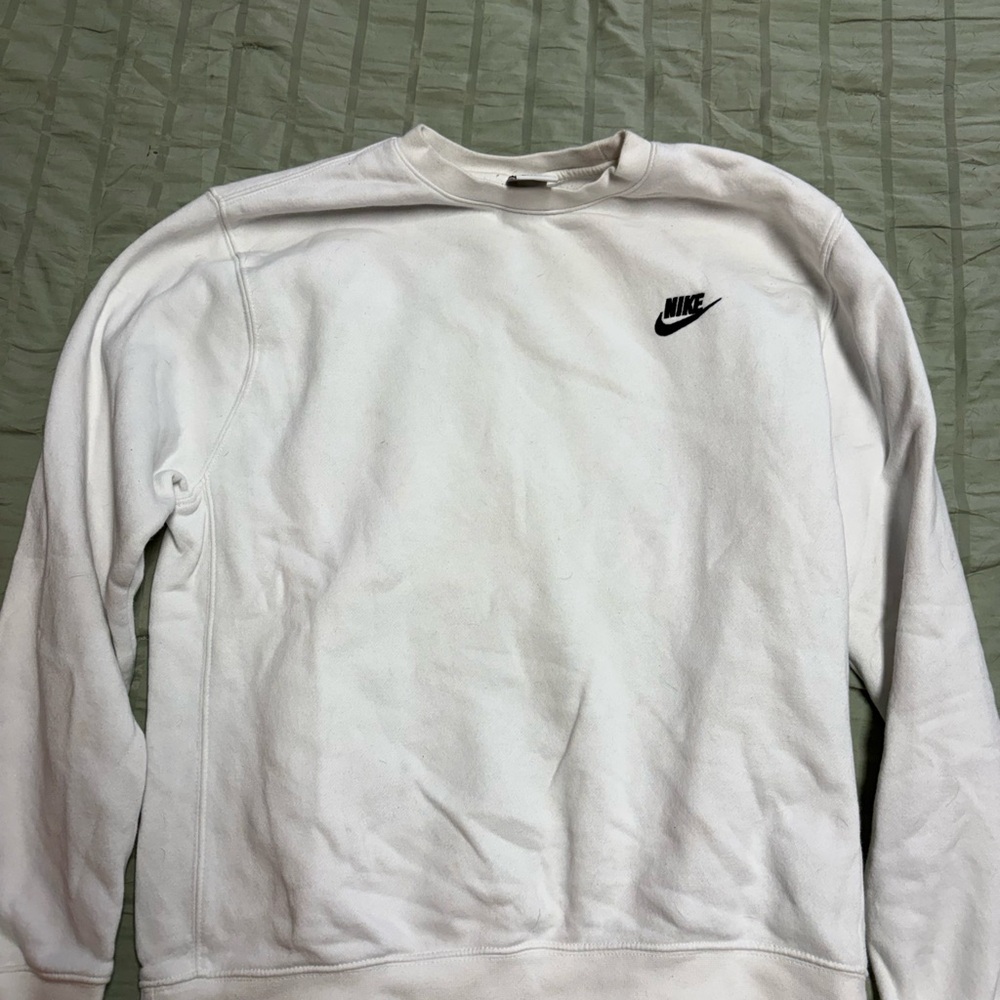 Nike Men’s White Crewneck with Black Swoosh